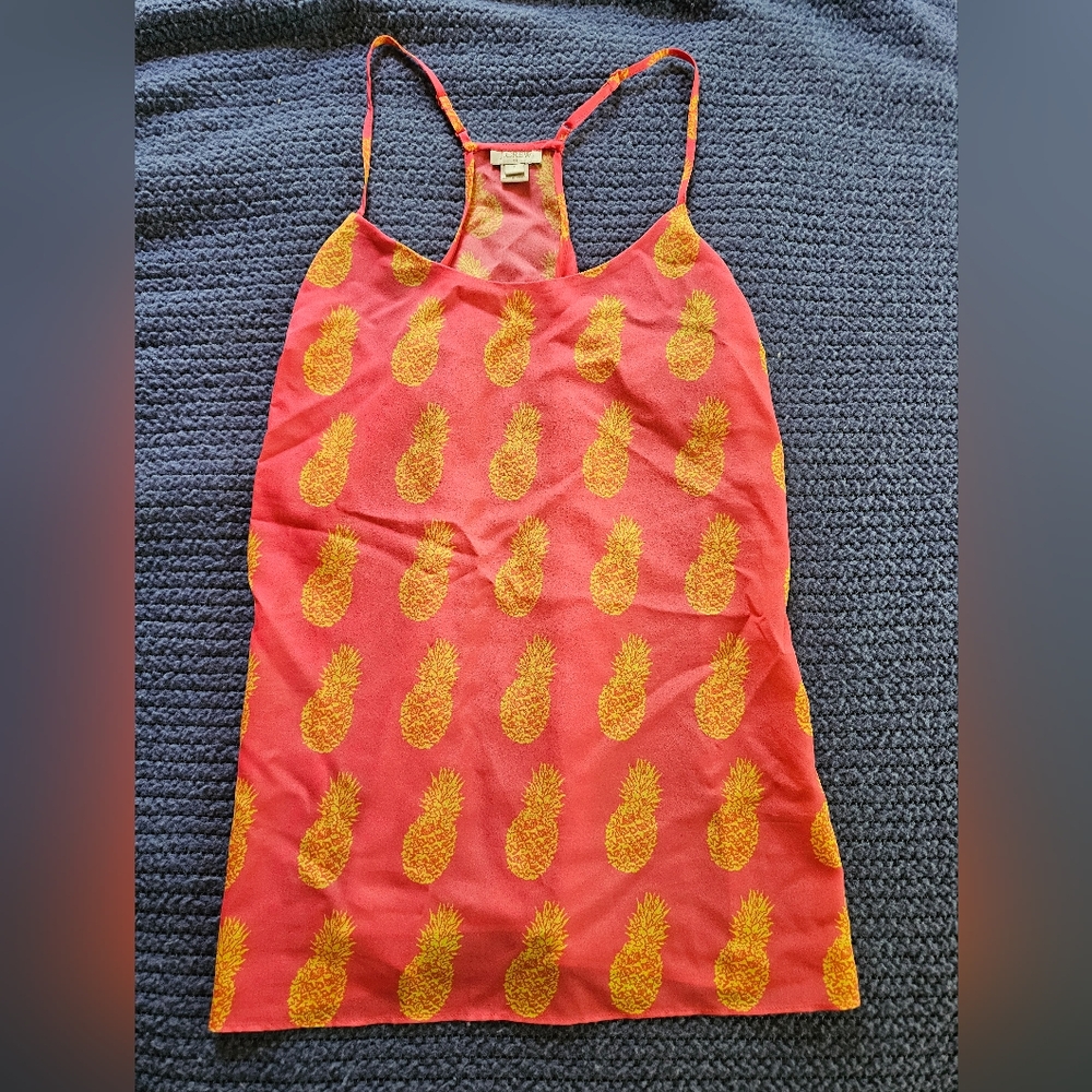 J Crew Pink With Gold Pineapples Tank